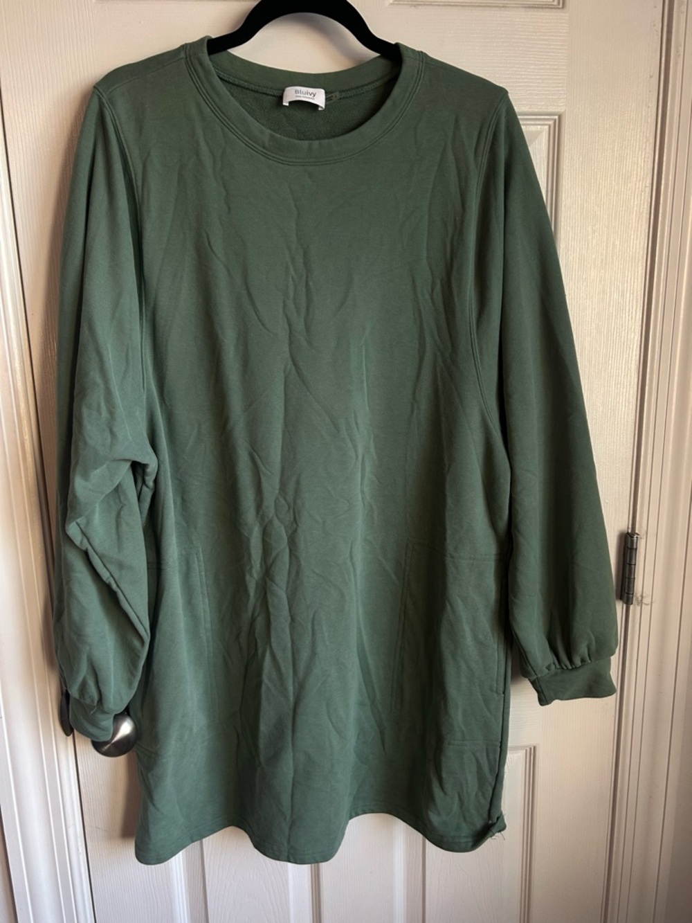 Bluivy Women's Long Sleeve Dress Tunic in Olive Green